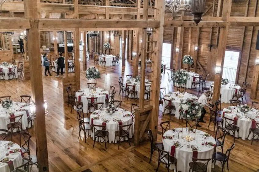 Wedding guests at a Star Barn photo booth