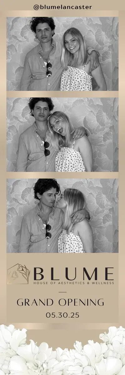 Guest at the Blume grand opening photo booth