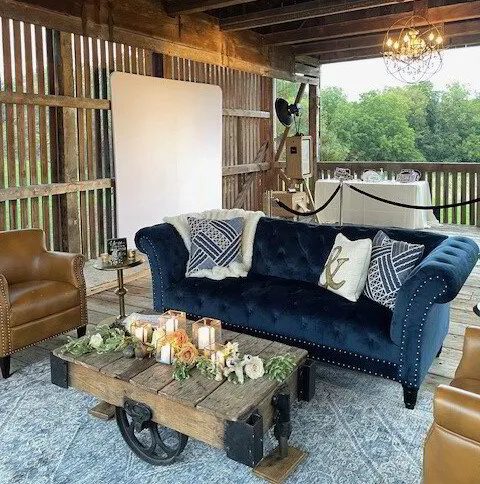 Custom photo booth setup at the Farm at Eagles Ridge